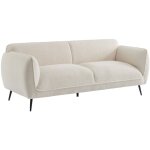 Sweeek - canap� 3 places tissu bouclette cr�me et pieds m�tal noir