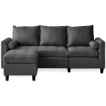 Canapé 3 places en tissu avec pouf gris foncé coventry Canapé 3 places en tissu avec pouf gris foncé coventry