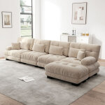 Canap� 4 places, canap� d'angle avec repose - pieds et coussin, assise profonde effet, angle configurable ...