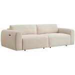 Canap� 4 places avec assise coulissante �lectrique en velours c�tel� fines c�tes beige pastaro