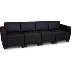 Hhg - jamais utilis] canap 4 places lounge / salon lyon, systme modulaire, simili - cuir, noir