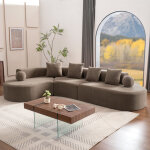 Canap� 5 places en chenille, canap� d'angle l avec coussin 327x215x80 cm, grand 5?6 places, assise �paisse ...