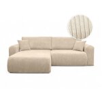 Canap� alya d'angle compacte r�versible et convertible 4 places en velours c�tel� - beige