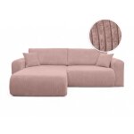 Canap� alya d'angle compacte r�versible et convertible 4 places en velours c�tel� - rose