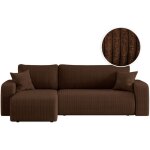 Canap� alya d'angle r�versible et convertible 4 places en velours c�tel� - marron