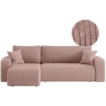 Canap� alya d'angle r�versible et convertible 4 places en velours c�tel� - rose