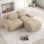 Canap� d'angle 2 places 82 pouces, canap� modulable � combinaison libre, coussins en mousse, tissu velours ...