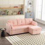 Modfu - canaps d'angle 206x130x66 (88) cm avec 1 compartiment de rangement et lits gigognes, 3 places, ...