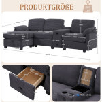 Canap� d'angle en l 3 places, avec 2 porte - gobelets et port usb - c, tiroir de rangemen et repose - ...