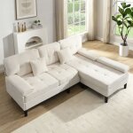 Canap� d'angle 3 places en chenille, forme l, canap� multifonctionnel avec chaise longue et fonction ...
