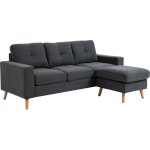 Homcom - canapé d'angle 3 places design scandinave - dossier effet capitonné, repose - pied amovible ... Homcom - canapé d'angle 3 places design scandinave - dossier effet capitonné, repose - pied amovible ...