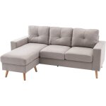 Homcom - canap d'angle 3 places design scandinave - dossier effet capitonn, repose - pied amovible ...