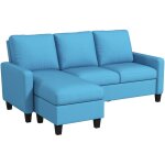 Canapé d'angle 3 places méridienne réversible garnissage mousse haute densité 28d tissu polyester bleu ... Canapé d'angle 3 places méridienne réversible garnissage mousse haute densité 28d tissu polyester bleu ...