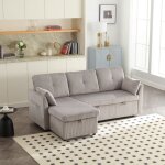 Canapé d'angle 3 places multifonctionnel avec coffre de rangement, canapé - lit convertible moderne, ... Canapé d'angle 3 places multifonctionnel avec coffre de rangement, canapé - lit convertible moderne, ...