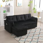 Canap d'angle 3 places multifonctionnel avec coffre de rangement, canap - lit convertible moderne, ...