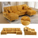 Hauss spole - canap d'angle 47413688cm, avec double chaise longue + 4 coussins, canap de salon, tissu ...