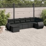Canap� d'angle 7 places r�sine tress�e noir avec coussins amovibles - salon jardin modulaire pour terrasse ...