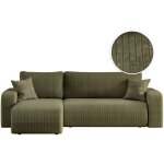 Canap� d'angle alya convertible et r�versible 4 places en velours cotel� - vert kaki