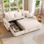 Canap� d'angle convertible 3 places avec rangement, 2 coussins et sacs de rangement, meuble de salon ...