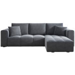 Canap� d'angle convertible 4 places avec coffre en velours gris anthracite brighton