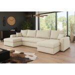 Tendencio - canap� d'angle convertible alon velours c�tel� beige