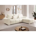 Canap� d'angle convertible belugia l beige en tissu anti t�che hydrophobe