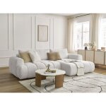 Bobochic - canapé d'angle convertible fuji tissu bouclette angle droit blanc Bobochic - canapé d'angle convertible fuji tissu bouclette angle droit blanc