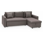 Happy garden - canap� d'angle convertible clark 3 places taupe
