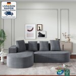 Canap d'angle convertible en l - design modulaire?velours ctel - gris