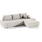 Petits - meubles - canap� d'angle convertible droit 4 places avec coffre jonas cr�me