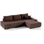 Petits - meubles - canap d'angle convertible droit 4 places avec coffre jonas marron
