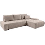 Petits - meubles - canap� d'angle convertible droit 4 places coffre jonas velours c�tel� taupe
