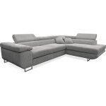 Petits - meubles - canap� d'angle convertible droit 4 places coffre martin velours c�tel� gris clair