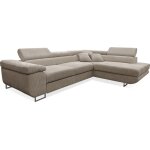 Petits - meubles - canap d'angle convertible droit 4 places coffre martin velours ctel taupe