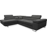 Petits - meubles - canap� d'angle convertible gauche 4 places coffre martin velours c�tel� gris fonc� ...