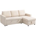 Canap� d'angle convertible - homcom - modulable - m�ridienne r�versible, coffre de rangement et 3 coussins ...