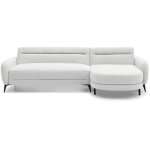 Canap� d'angle convertible avec m�ridienne arrondie milord tissu textur� cr�me