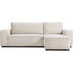 Homifab - canap� d'angle convertible r�versible 3 / 4 places en velours gros c�tel� beige - farrow