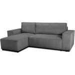 Canap� d'angle convertible r�versible - 4 places - josh - tissu velours cotel� - anthracite - coffre ...