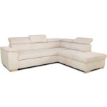 Canap� d'angle convertible r�versible 5 places daytona - velours c�tel� beige - coffre de rangement - ...