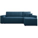 Canap d'angle convertible rversible lorenzo en velours ctel bleu