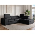 Canap d'angle convertible en tissu noir davon - angle droit