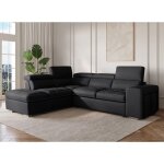 Canap� d'angle convertible en tissu noir davon - angle gauche