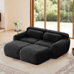 Canape angle convertible - tissu velours doux - conception modulaire - combinable - coussin inclus - ...