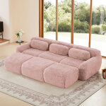 Canape angle convertible - tissu velours doux - conception modulaire - combinable - coussin inclus - ...
