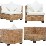 Vidaxl - canap d'angle avec coussins rotin naturel - canap d'angle - rotin naturel - mobilier de jardin ...