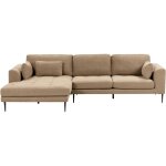 Canapé d'angle côté droit 3 places rembourré en tissu marron clair flam Canapé d'angle côté droit 3 places rembourré en tissu marron clair flam