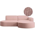 Canap� d'angle droit 4 places marla en velours c�tel� - rose