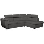 Canap� d'angle droit convertible 4 places paola avec coffre en tissu - gris fonc�