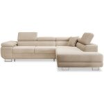 Intensedeco - canap� d'angle droit convertible marius velours c�tel� beige